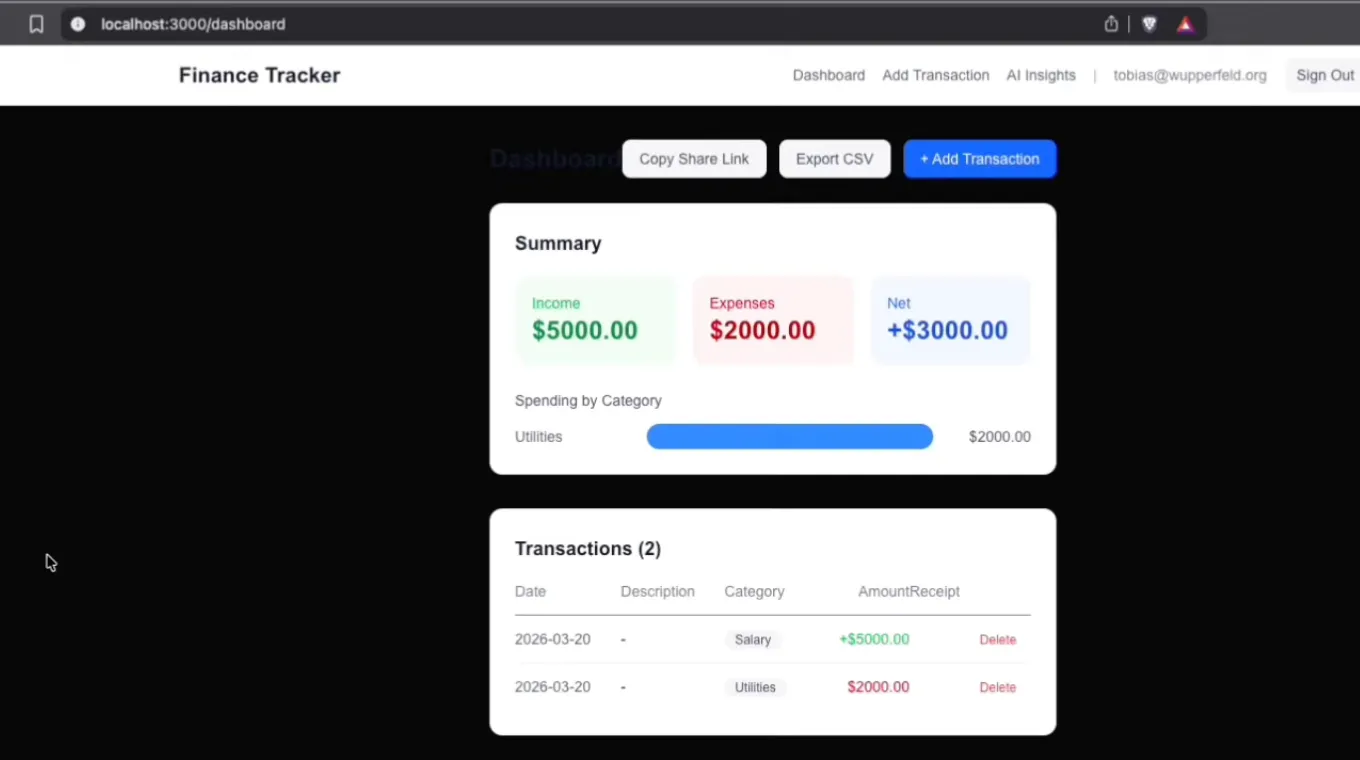 finance tracker dashboard